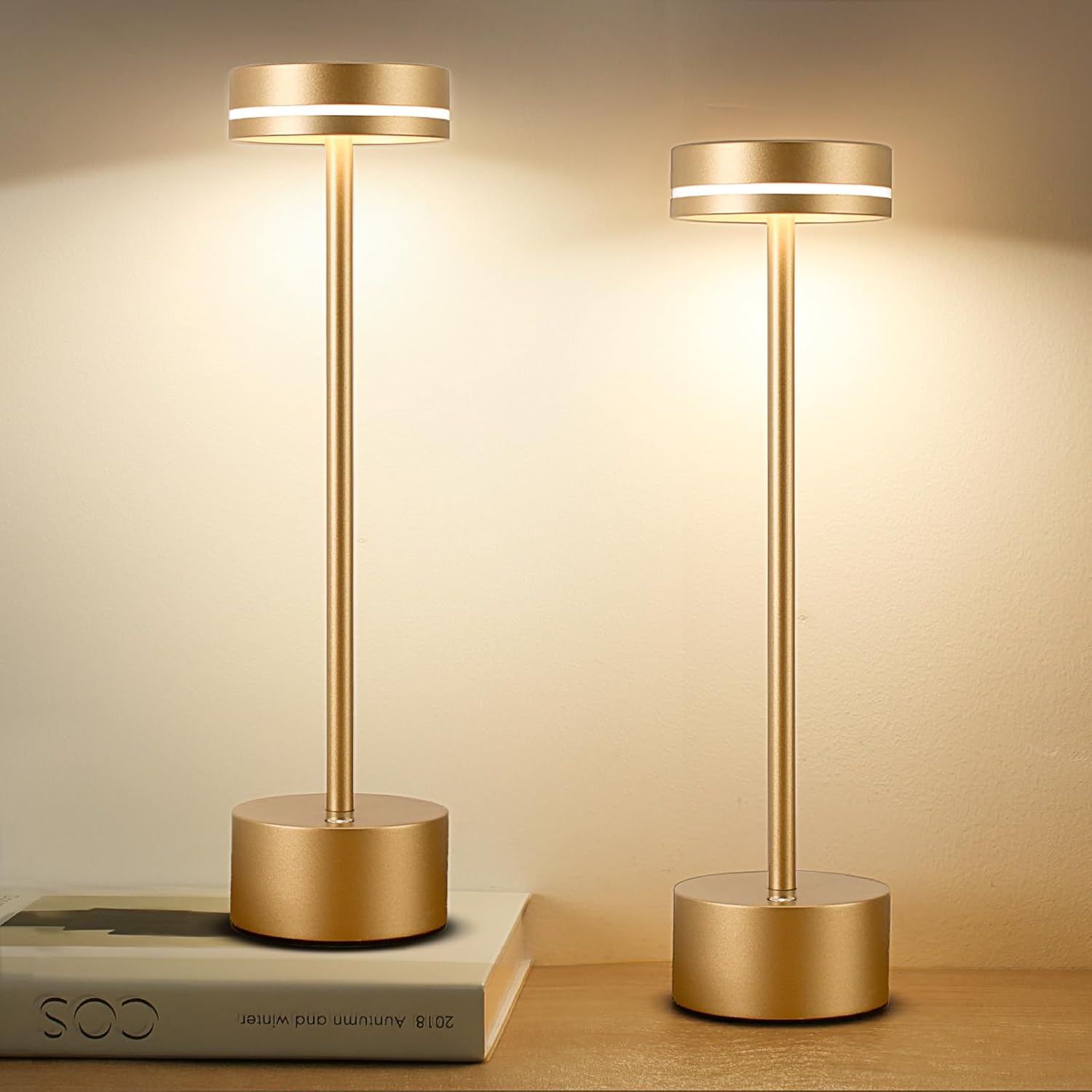 2-Pack Cordless LED Table Lamp – Touch Dimmable, Rechargeable
