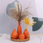 Orange Ceramic Bud Vases Set of 4 for Home Decor