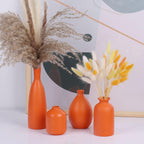 Orange Ceramic Bud Vases Set of 4 for Home Decor