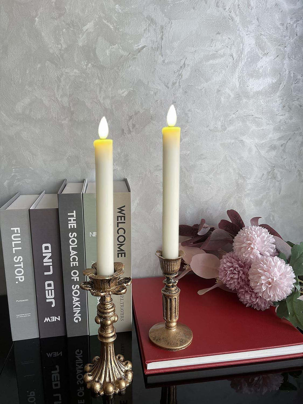 French Vintage Resin Candle Holders – Antique Bronze Look