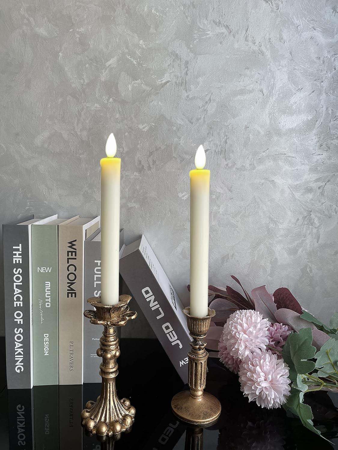 French Vintage Resin Candle Holders – Antique Bronze Look