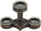 Mjolnir Triple Tealight Candle Holder Viking Decor