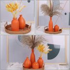 Orange Ceramic Bud Vases Set of 4 for Home Decor