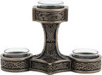 Mjolnir Triple Tealight Candle Holder Viking Decor