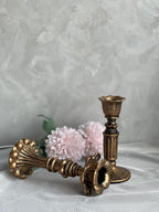 French Vintage Resin Candle Holders – Antique Bronze Look