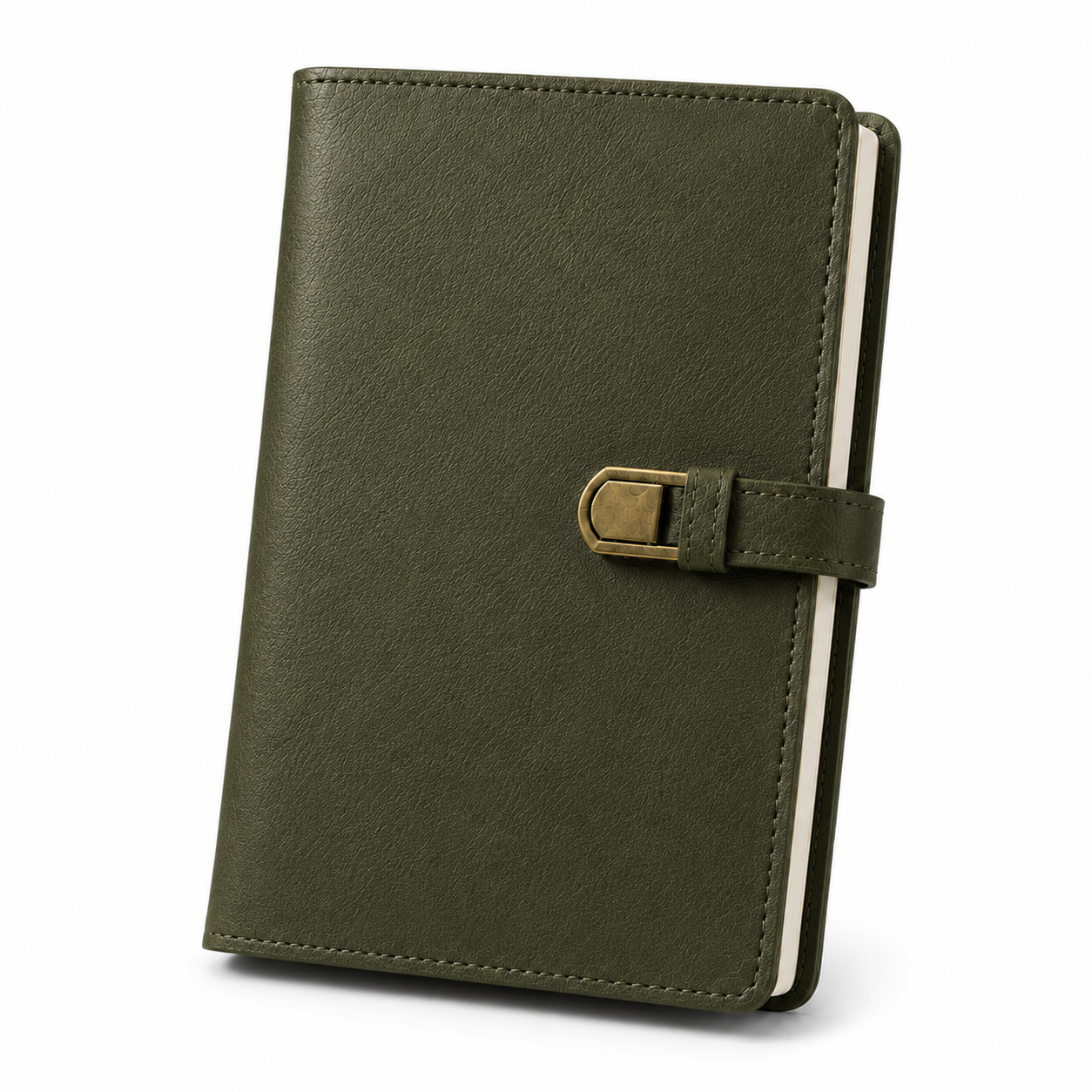 Dark Green Leather Journal Notebook – Premium Buckle Closure Writing Diary & Planner