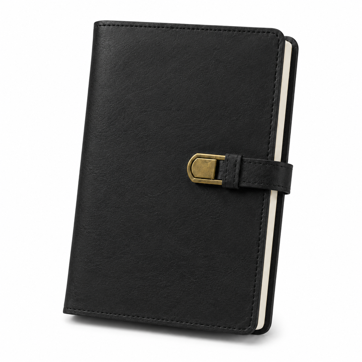 Classic Black Leather Journal Notebook – Buckle Closure Writing Diary & Planner