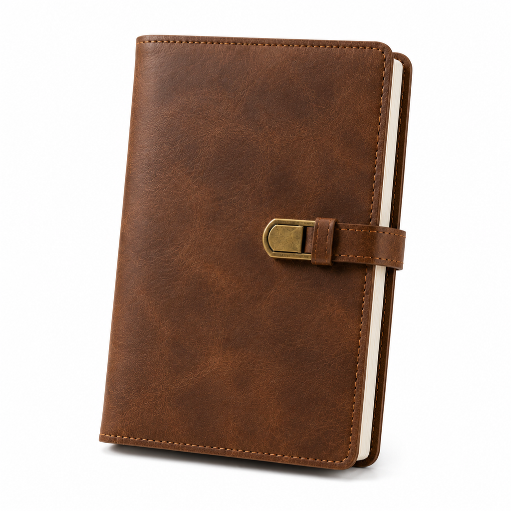 Vintage Leather Journal Notebook – Buckle Closure Writing Diary & Planner