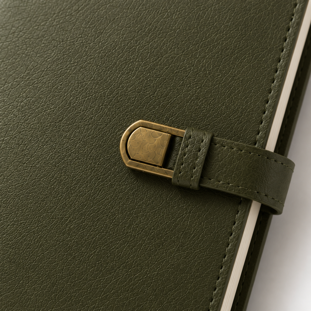 Dark Green Leather Journal Notebook – Premium Buckle Closure Writing Diary & Planner