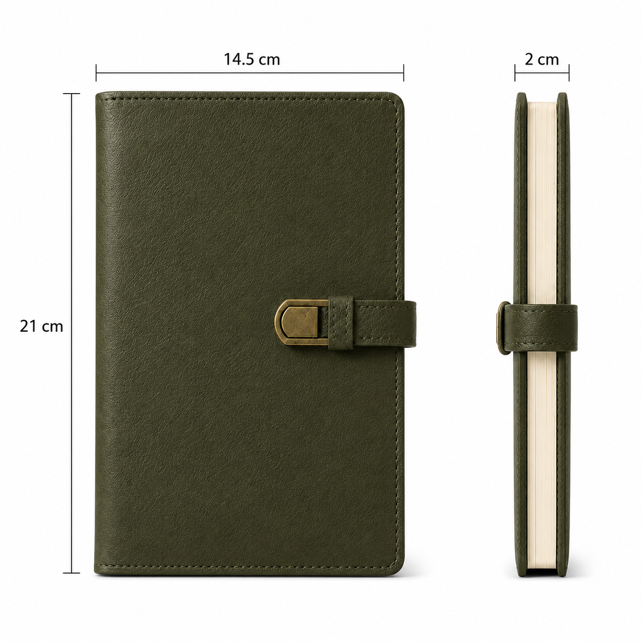 Dark Green Leather Journal Notebook – Premium Buckle Closure Writing Diary & Planner
