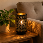 Diamond Cut Metal Candle Lantern Holder 8 Inch High