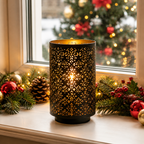 Diamond Cut Metal Candle Lantern Holder 8 Inch High
