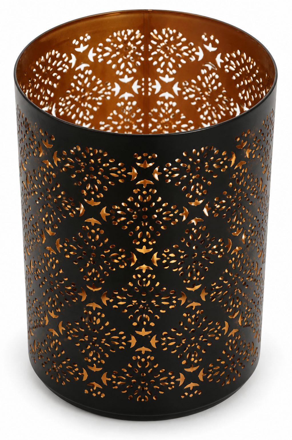 Diamond Cut Metal Candle Lantern Holder 8 Inch High