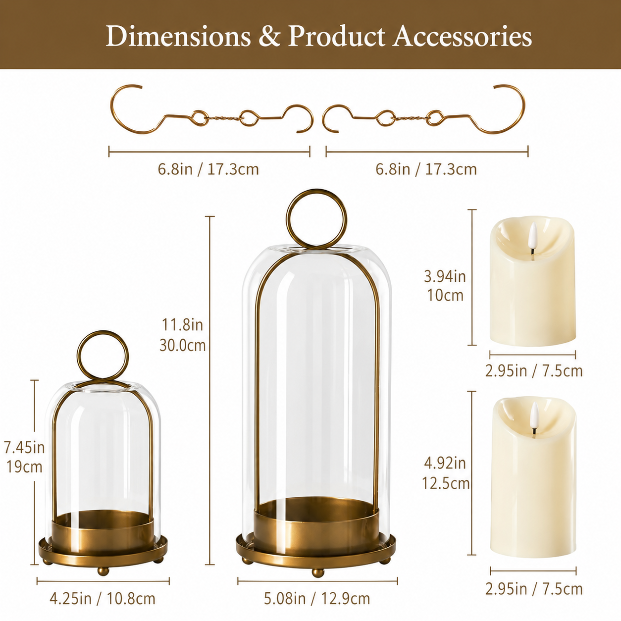 Glass Hurricane Candle Holder Set with LED Timer Candles