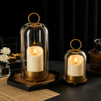 Glass Hurricane Candle Holder Set with LED Timer Candles