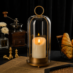 Glass Hurricane Candle Holder Set with LED Timer Candles