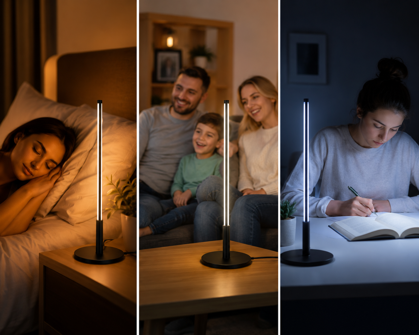 Modern LED Bedside Table Lamp – Dimmable With 3 Color Modes