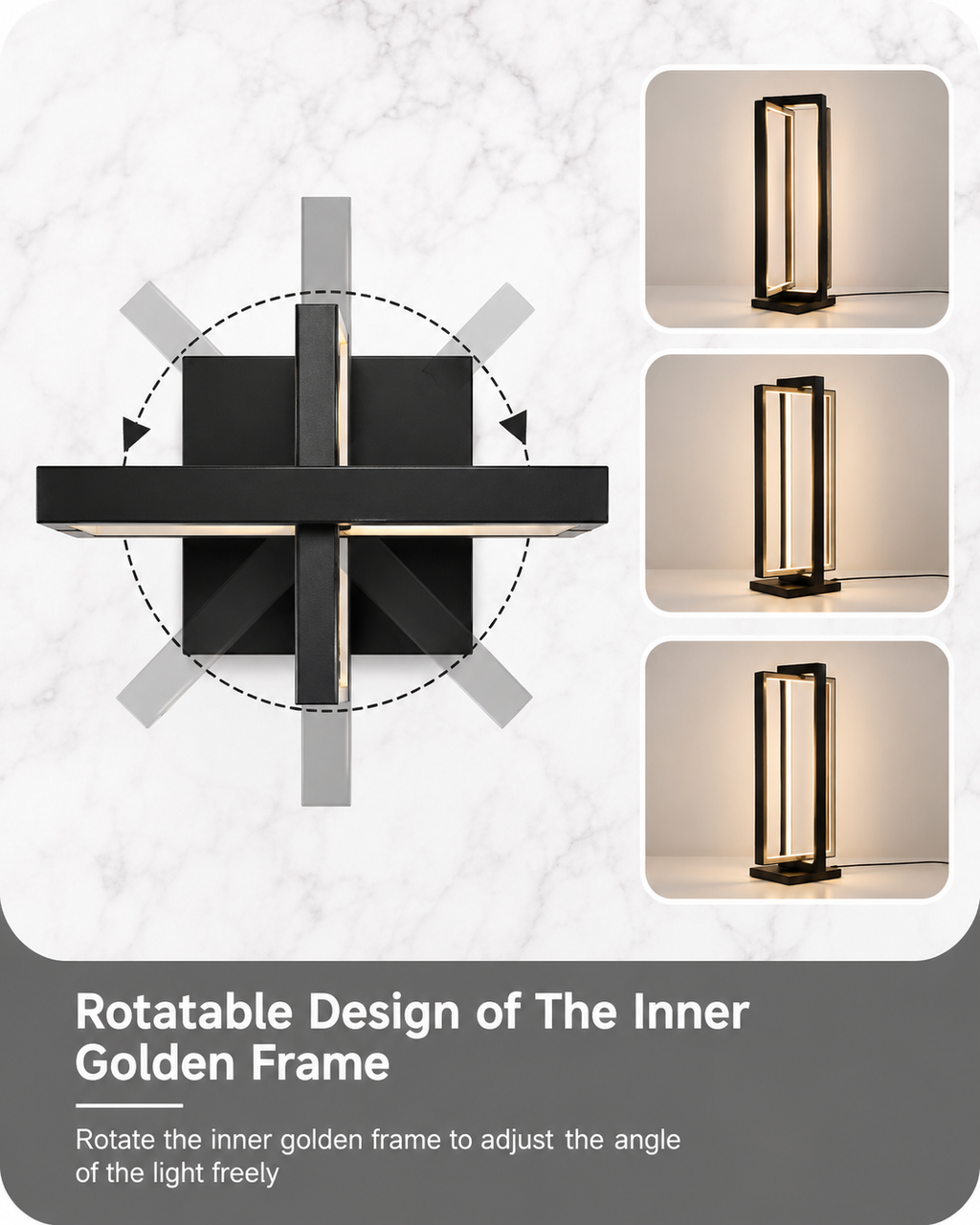 Modern LED Table Lamp with Dimmable Dual-Frame Design
