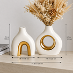 Modern White Gold Ceramic Vase Set for Home Decor