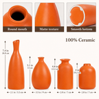 Orange Ceramic Bud Vases Set of 4 for Home Decor