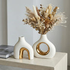Modern White Gold Ceramic Vase Set for Home Decor