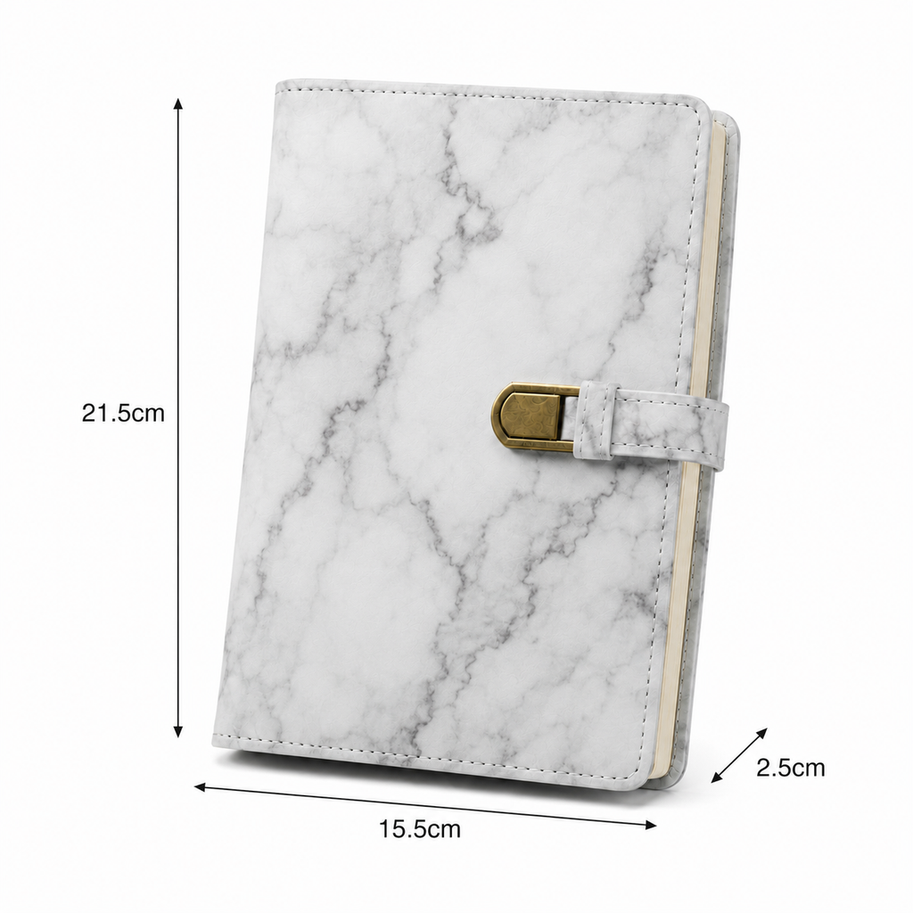 Marble Pattern Leather Journal Planner – Magnetic Strap Notebook Organizer